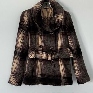 Buffalo WoolBlend Plaid Belted Peacoat Women’s size M Briton “Alexandrine” Coat